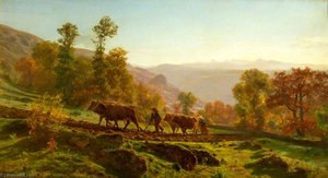 Ploughing, Early Morning — Auguste François Bonheur