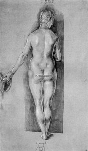 Rear View Of A Female Nude Holding A Cap — Albrecht Dürer