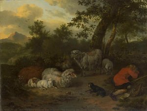 The Sleeping Shepherd, Jan Van Der Meer (ii), 1678 — Jan The Elder Vermeer Van Haarlem
