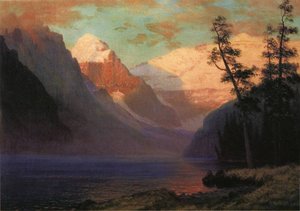 Evening Glow Lake Louise — Albert Bierstadt