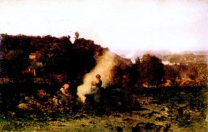 Wood-fire In The Country — Charles-françois Daubigny
