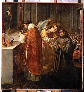 Saint Bonaventure Recevant La Communion Des Mains D'un Ange — Francisco De Herrera Le Vieux