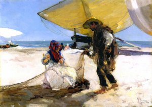 The Net — Joaquín Sorolla Y Bastida, Impressionist Realism
