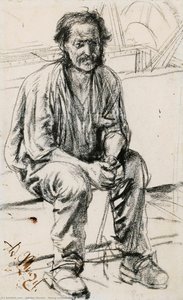 Young Seated Worker — Adolph Von Menzel