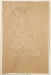 Seated Figure In Frilly Dress Turned To The Left — Gustav Klimt