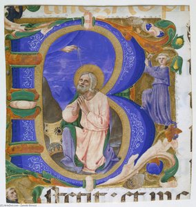 Initial B with David in Prayer