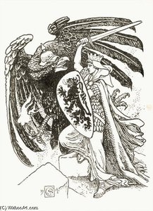 A Belgian Warrior Battling With A German Eagle — Walter Crane