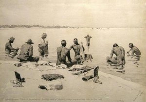 Ninth Cavalry Colored Troops On Washing Duty In The Golf — Frederic Remington