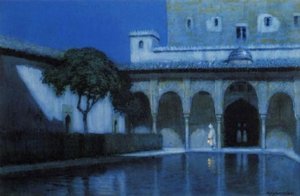 Moonlight, Court Of The Myrtles, Alhambra — Albert Moulton Foweraker