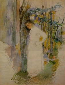 Peasant Woman Standing Next To A Tree — Camille Pissarro