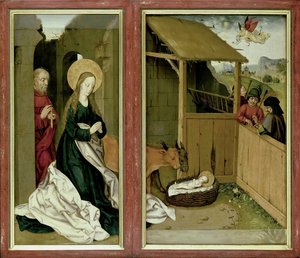 Nativity (exterior)\n Saints Barbara And Catherine (inner Side Of The Right Wing) — The Elder Bernese Carnation Master [nelkenmeister]