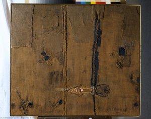 Abstraction With Brown Burlap (sacco) — Alberto Burri, Art Informel