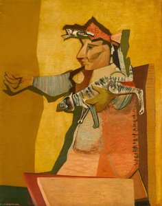 Seated Woman And Cat — Robert Colquhoun, Cubism