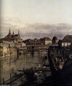 The Moat Of The Zwinger In Dresden (detail) — Bernardo Bellotto, Rococo