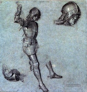 Three Studies Of A Cavalier In Armor — Vittore Carpaccio