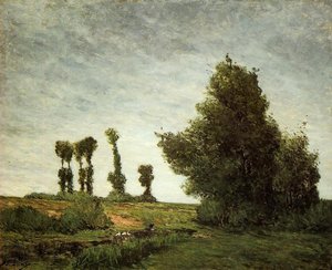 Landscape With Poplars — Eugène Henri Paul Gauguin