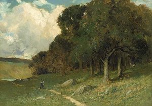 Untitled (man On Path With Trees In Background), (painting) — Edward Mitchell Bannister