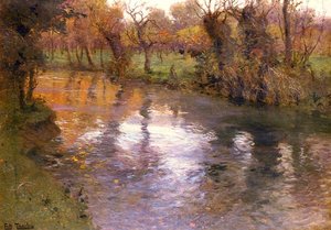 An Orchard On The Banks Of A River — Frits Thaulow