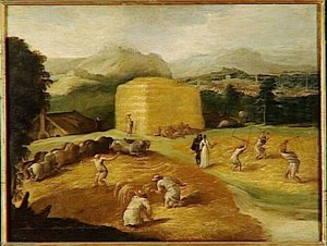 Landscape With Wheat Threshers — Niccolo Dell' Abate