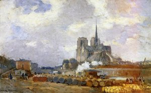 Notre Dame De Paris, View From The Quai De La Tournelle — Albert-charles Lebourg