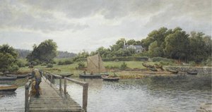 Fishing At Sølvkronen — Hans Fredrik Gude
