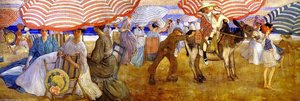 Under The Striped Umbrella (from Hotel Shelburne Murals) — Frederick Carl Frieseke