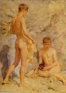 Two Boys And A Dog — Henry Scott Tuke