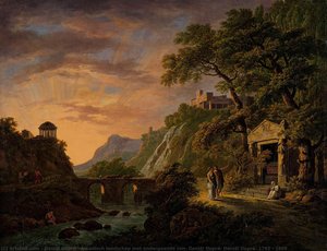 Arcadisch Landschap Met Ondergaande Zon, Daniël Dupré, Daniël Dupré, 1792 - 1809 — Daniel Dupré