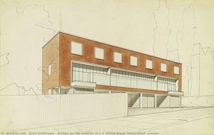 Design For The Exterior Of 1-3 Willow Road, Hampstead, London — Ernő Goldfinger