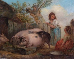 Pigs In A Farmyard — George Morland