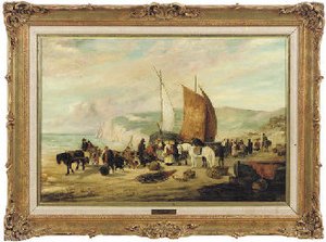Villagers Gathered On The Beach, Bringing In The Catch At Low Tide — Georgina Lara