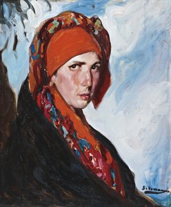 Woman With A Red Scarf — Fernando Álvarez De Sotomayor