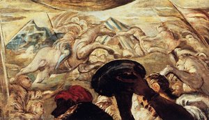 Moses Drawing Water From The Rock (detail) — Jacopo Tintoretto, Baroque Drama Light