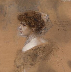 Dreiviertelporträt Einer Jungen Frau Mit Entblößter Schulter — Eduard Veith