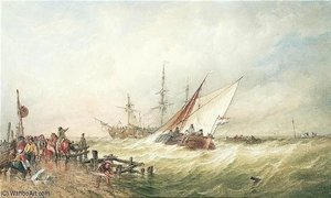 Shipping Off The Dutch Coast After A Storm — Thomas Sewell Robins, Romanticism