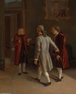 Voltaire Welcoming His Guests — Jean Huber, 18th-century Silhouette Art