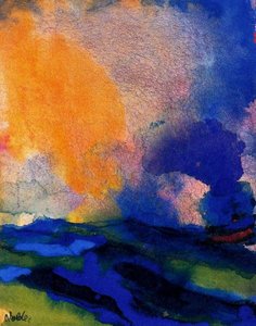 Blue-green Sea With Steamer — Emile Nolde, Expressionism