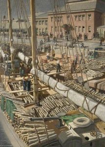 Unloading Timber — Eric Hesketh Hubbard