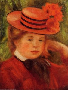 Young Girl In A Red Hat — Pierre-auguste Renoir