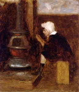 Ice Skater (study) (also Known As Child Warming Hands In Studio (study)) — Jonathan Eastman Johnson, American Realism