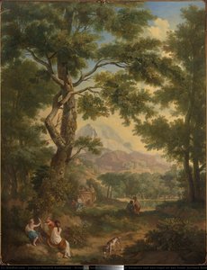 Arcadisch Landschap Met Linksvoor Kinderen Met Een Vogel En Een Hond, Jurriaan Andriessen, 1771 — Jurriaan Hendrik Andriessen