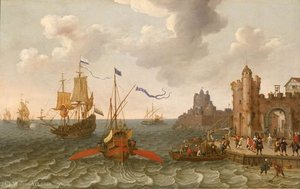 A French Galley And Dutch Men-of-war Off A Port — Abraham Willaerts