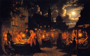 Moonlit Market — Johann Mongles Culverhouse, Realism