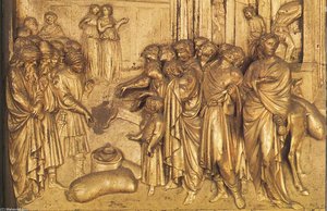 Discovery Of The Golden Cup (detail) — Lorenzo Ghiberti, Renaissance
