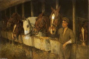 Army Horses In Stables — William Arnold Woodhouse