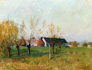 The Farm At Trou D Enfer, Autumn Morning — Alfred Sisley