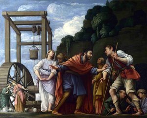 Moses Defending The Daughters Of Jethro — Carlo Saraceni