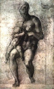 - Study For A Madonna And Child — Michelangelo Buonarroti