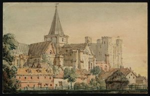 Rochester Cathedral From The North East, With The Castle Beyond — Thomas Girtin