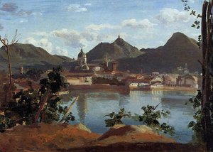 The Town And Lake Como — Jean-baptiste-camille Corot